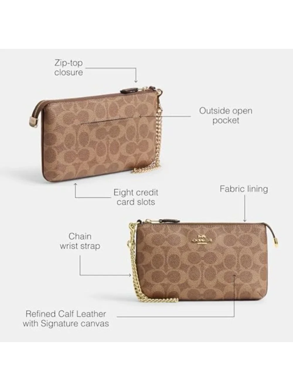 Stylish Women's Crossgrain Leather Wristlet with Chain - Perfect for Everyday